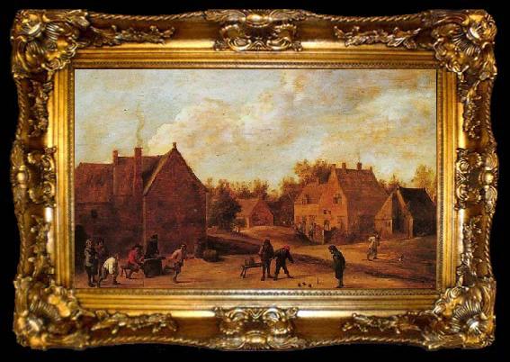 framed  David Teniers the Younger Village scene, ta009-2